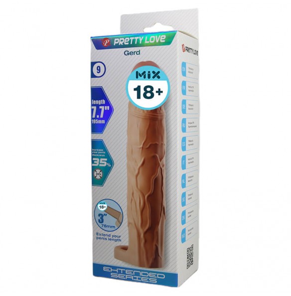 PRETTY LOVE - Gerd Extended Penis Sleeve (L:19.5cm - D:4cm) PRETTY LOVE - Gerd Extended Penis Sleeve (L:19.5cm - D:4cm)